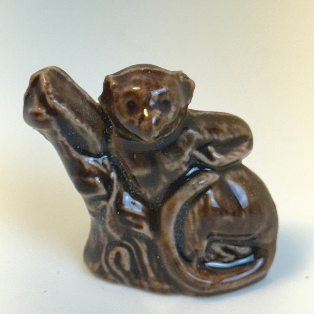 Wade Whimsies Langur Series 6 Red Rose Tea Brown Glazed Porcelain Miniature